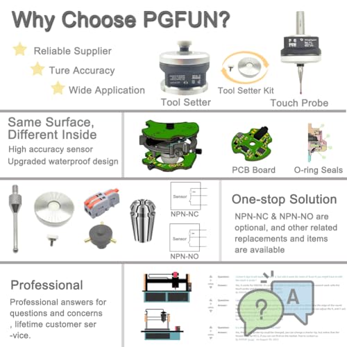 PGFUN DIY CNC Touch Probe XYZ Axis 3D Digitizing Edge Finder 3-Coordinate Measuring Sensor Kit with 8 mm Shank & 2.0 mm Ruby Ball Tip