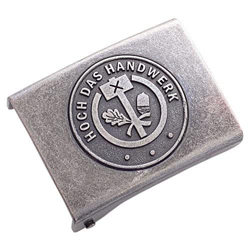GravurManufakturBerlin Koppelschloss Hoch das Handwerk mit Zunftzeichen - Koppelschloß und Emblem - für Meister, Geselle, Lehrling (Vintage-Eisengrau) Cover