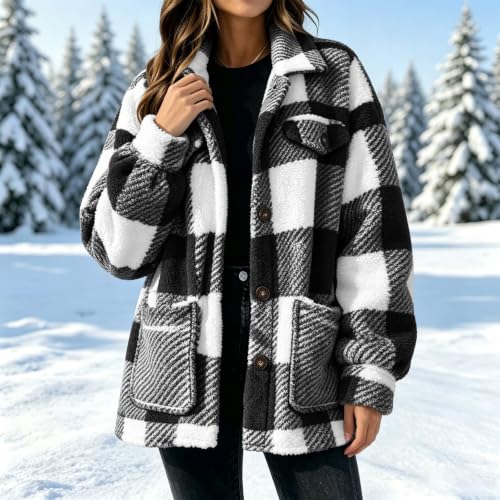 Fleece Sherpa Jacket Women Plaid Fleece Jacket Women Sherpa Button Shacket Casual Fall Winter Outfit Capsule Wardrobe Over 50 Blusas Termicas Frio Mujer - image 9