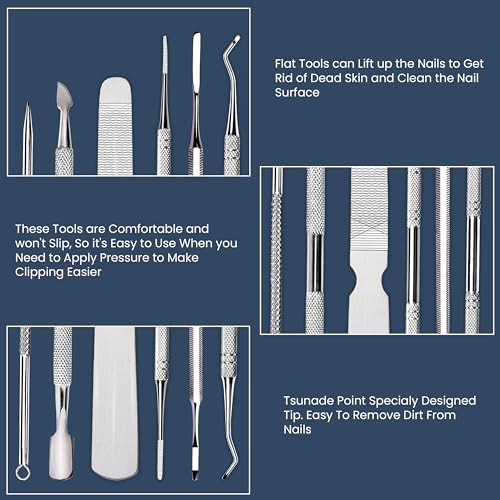 YASCOM Ferramentas de unhas encravadas 6 peças kit profissional de remoção de unhas encravadas em aç