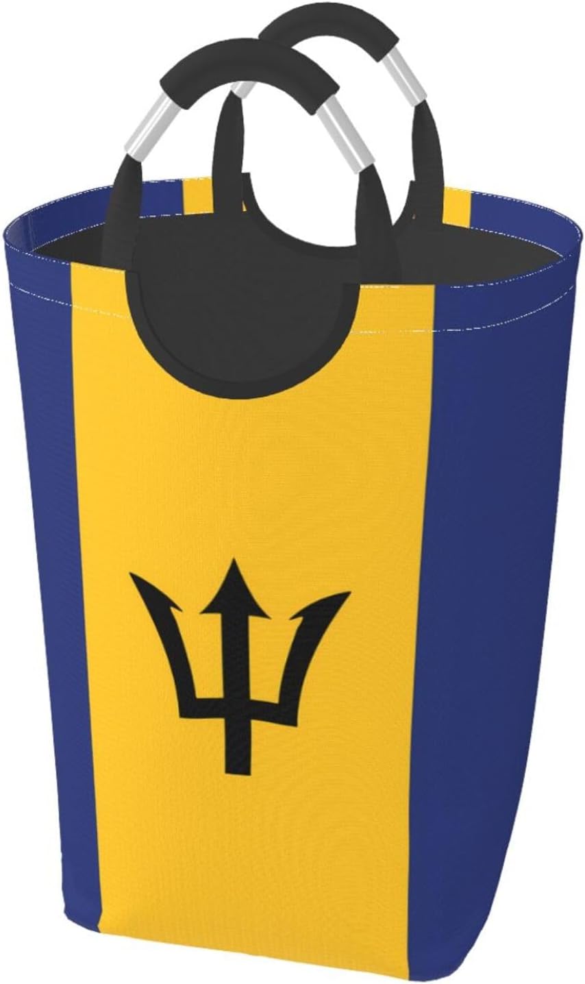 Flag of Barbados Foldable storage bag, 50L capacity, suitable for laundry room, dormitory bedroom, dirty clothes storage basket.