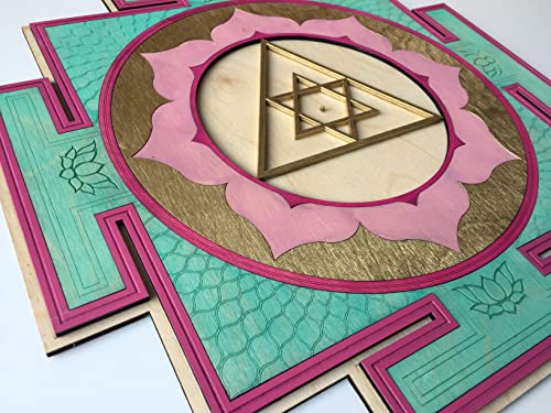 Wooden Ganesh Yantra, With Motif Ganesh Yantra Wall Art Laser Cut, Sacred Geometry, Wall Hanging Meditation Symbol (68X68 Cm (26.8 Inch)) #TOP2