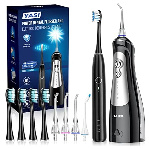 Water Dental Flosser with Electric Toothbrush Combo, Cordless Water Flosser for Teeth, Gums, Braces Care, with 6 Modes & 3 Sonic Modes, Oral Care Kit with 4 Brush Heads & 4 Jet Tips, IPX7 Waterproof