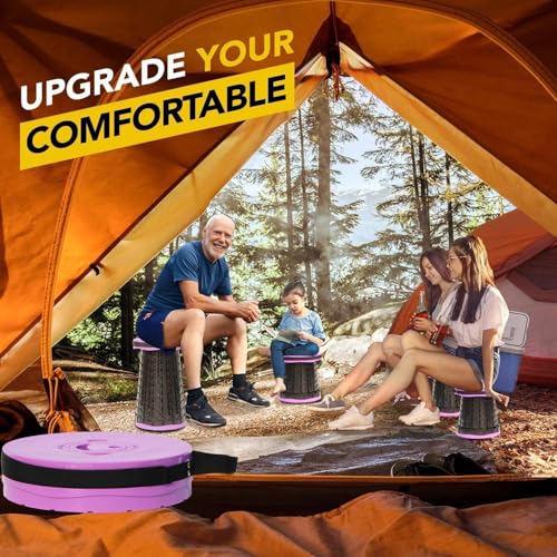 Image of ALEVMOOM Upgraded 19.7 inch Portable Collapsible Folding Stool Retractable Telescoping Foldable Stool for Adults Heavy Duty Camping Sturdy with Max Load Capacity 1000lbs for Outdoor Fishing Hiking BBQ