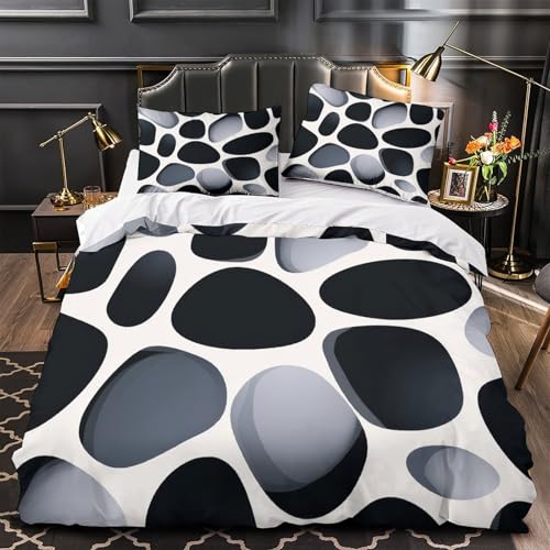 Housse de couette 3D avec fermeture éclair parure de lit microfibre double géométrie - 2