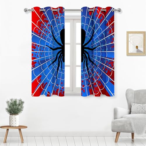 OSUNBD Spider Web Curtains - Superhero Theme - Blackout Thermal