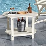 FERFALDER Adirondack Patio Table-2 Tier Outdoor Side Table White Balcony Table for Garden Pool