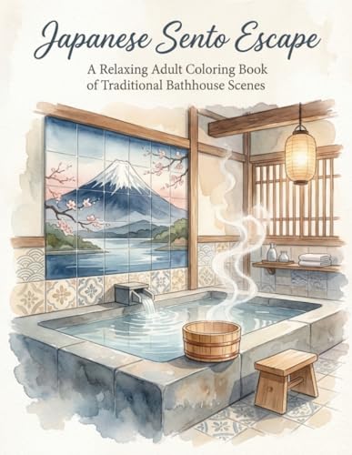 Japanese Sento Escape: A Relaxing Adult Coloring Book of Traditional Bathhouse Scenes