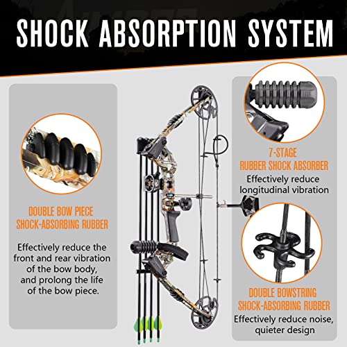 Aimdorarchery M120 Compound Bow Kit For Beginner And Master Archer Limbs Made In Usa Fully Adjustable 17-29" Draw 20-70Lb Pull Up To 320 Fps With All Accessories #TOP5