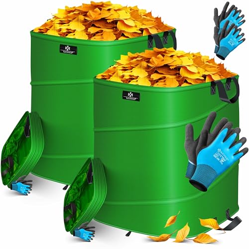 KESSER® Pop-Up-Gartensack 2x 175L Set Laubsack Gartenabfallsack inkl. Handschuhe |
