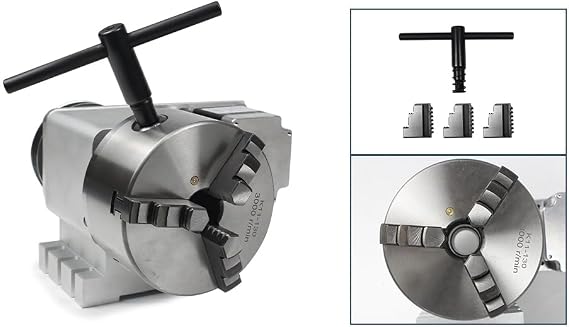 RATTMMOTOR CNC Router Table Rotary K11-130mm Chuck Dividing Head Milling Machine Rotational Axis A 4th Axis Reducing Ratio 4:1+Nema34 4.5N.m Closed Loop Servo Motor+2HSS86 Servo Driver