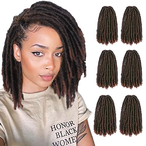 Wiger Faux Locs Crochet Hair 120 Strands Ombre Brown Pre-Twisted Soft Locs Extensions 8 Inch Pre-Looped Crochet Braids For Women (1B/30) #TOP12
