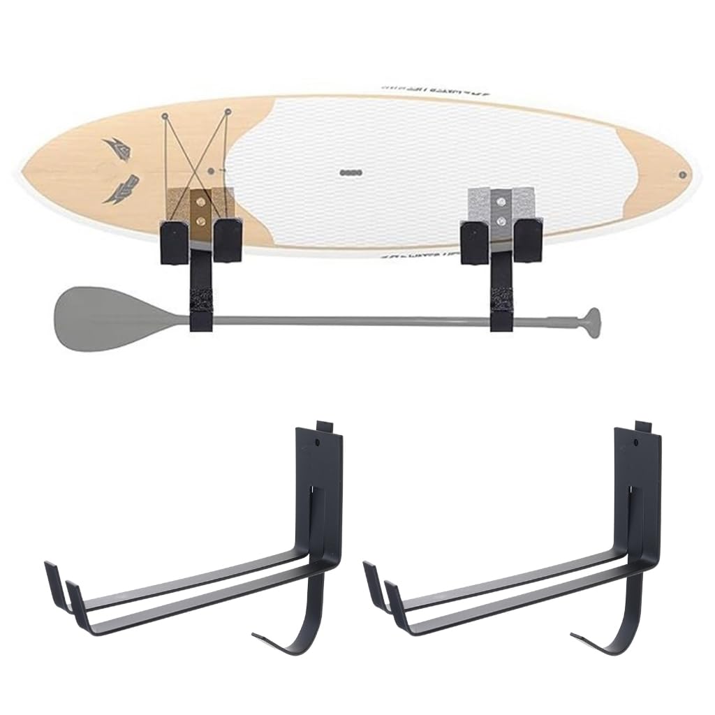 Greabuy 2Pcs Snowboard Display Mount Rack Surfboard Wall Rack Display Stand Indoor Storage Rack for Longboards and Shortboard