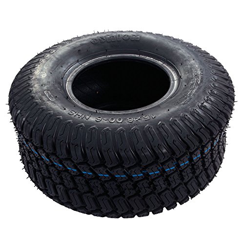 2PC 15x6.00-6 Turf Tires for Lawn and Garden Tractor Mover Golf Cart Tubeless Tires 4 Ply Durable