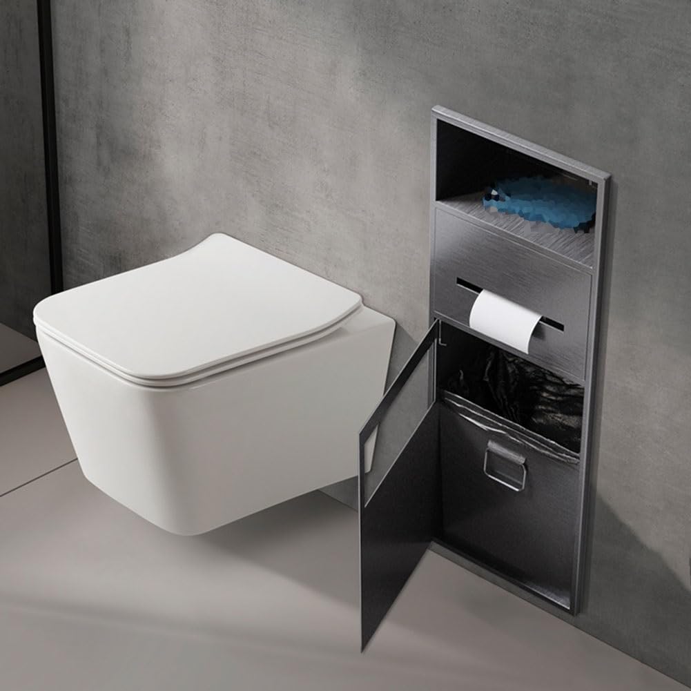 Nicchia Per Doccia In Acciaio Inossidabile, Mensola Per Stanza Incorporata, Nicchia Per Wc Per Bagno/Shampoo/Stoccaggio Di Prodotti Per L'Igiene Personale, Ripiani Per S,BIDHCKQ50064-Black-One Size