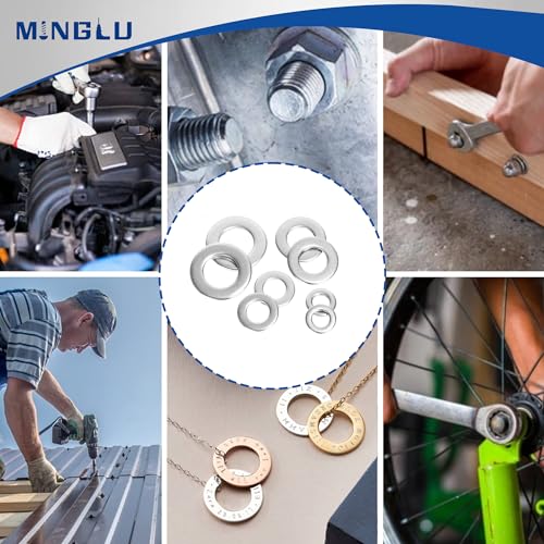 Minglu 369852147562 Washers, 900 Pcs Washers For Screws, 304 Stainless Steel Flat Washers, Flat Washers For Bolts Assortment, Assorted Hardware Lock Metal Washers Kit thumb #4