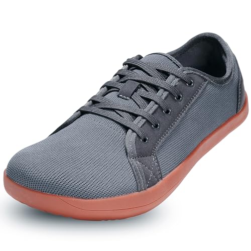 Image of ZVC Barefoot Shoes Men Wide Toe Box Shoes Knitted Zero Drop Sole Sneakers for Mens Minimalist Footwear