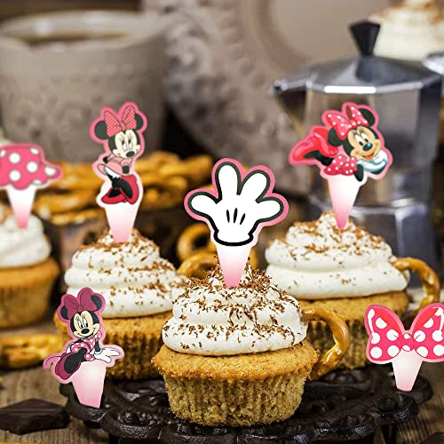 24 Pcs Pink Mouse Cake Topper Mouse Themed Birthday Party Supplies Cupcake Toppers Cartoon Mouse Party Favors Birthday Decorations For Kids Children Boys Girls #TOP5