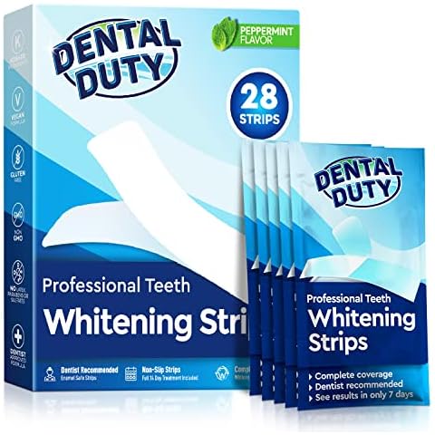28 Strips Dental Duty Sensitive Teeth Whitening Strips – Professional Vegan Stain Remover White Strips for Sensitive Teeth for Coffee & Tea Stains – Get A Lighter Shade After One Application Cover