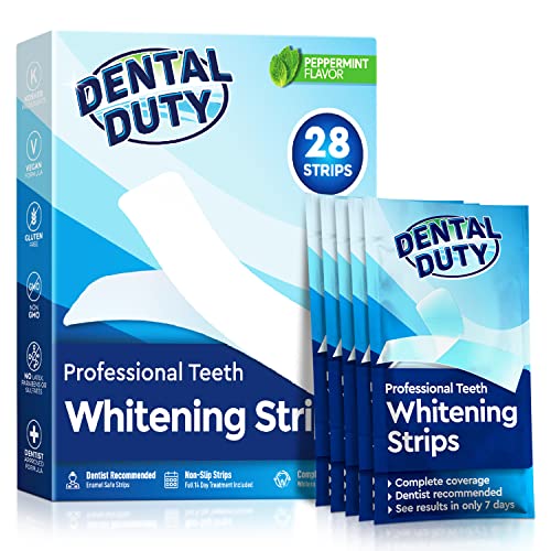 Dental Duty Sensitive Teeth Whitening Strips – Professional Vegan Stain Remover White Strips For Sensitive Teeth For Coffee & Tea Stains – Get A Lighter Shade After One Application – 28 Strips #TOP11