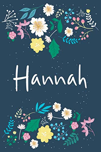 Hannah: Personalized Floral Notebook/Journal With First Name For Women And Girls, Journal With Navy Soft Cover With Colorful Flowers, Lined Notebook, ... for School Notes, Diary Writing, Journaling