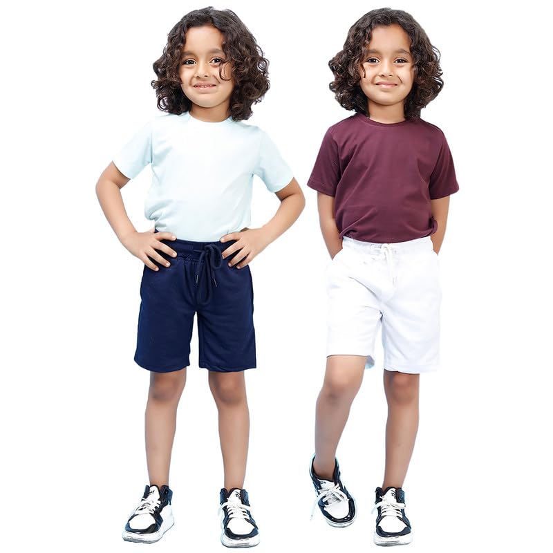 Image of Nusyl Solid & Printed Cotton Blend Shorts for Boys | Comfortable Casual Shorts | Soft Breathable Fabric with Elastic Waistband | Relaxed Fit | 2-16 Years | Multiple Colors