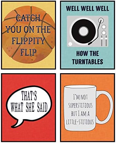 Silly Goose Gifts Office Themed Character Wall Art Decor TV Show Funny Typography Retro Sign Gift Decor Set Pictures Unframed (Flippity Flip)