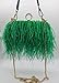 QEBURI Women Fluffy Ostrich Feather Evening Dress Clutch Bag Purse Shoulder Bag (Green)