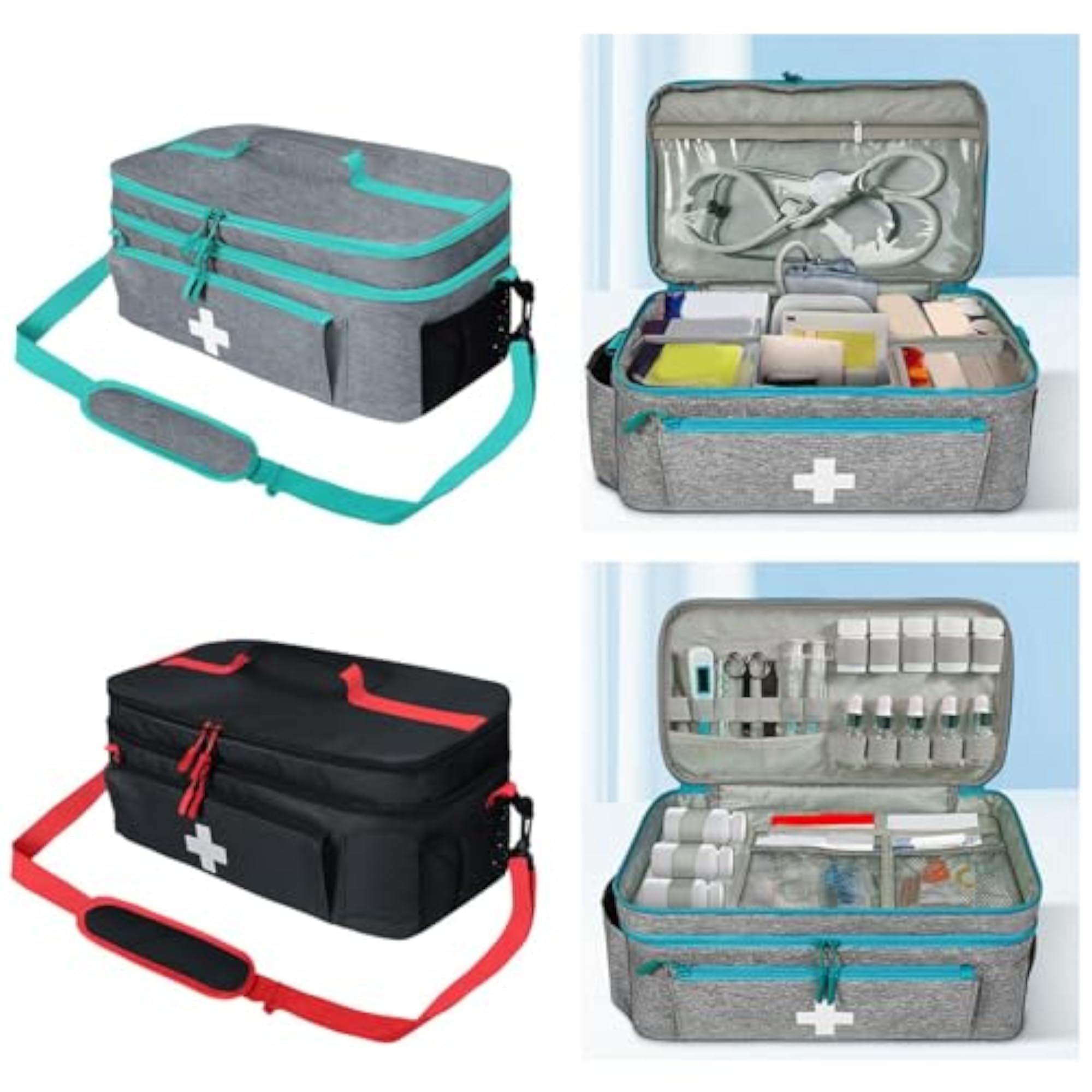 Double Layer First Aid Bag for Medication Organizer