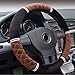 Produktbild Universal Auto Lenkradhülle - BauZeit Plüsch Lammfell Leder Lenkradbezug 15 Zoll/37-38cm Anti Rutsch Lenkradabdeckung Atmungsaktiv Winter Lenkradschutz Warm Lenkradschoner für Damen & Herren,Braun
