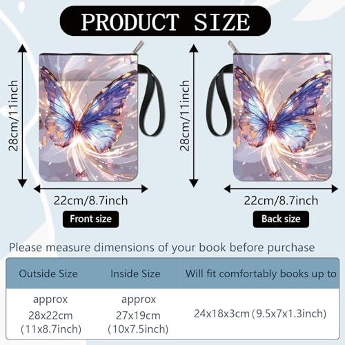 CRASPIRE Butterfly Book Covers Vintage Book Sleeve Book Protector for Paperbacks Washable Fabric Cloth Book Cover with Zipper and Extra Sleeve Pocket for Book Lovers Classmate Gifts - Image 2