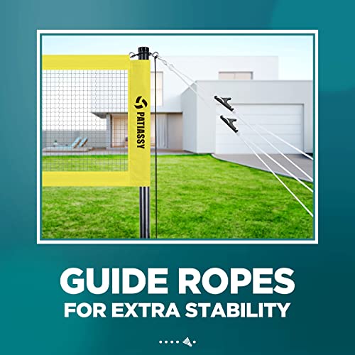 Patiassy Professional Badminton Set - Includes Portable Outdoor Badminton Net With Winch System, 4 Badminton Rackets, 2 Goose Feather Shuttlecocks And Carrying Bag (Yellow) #TOP5