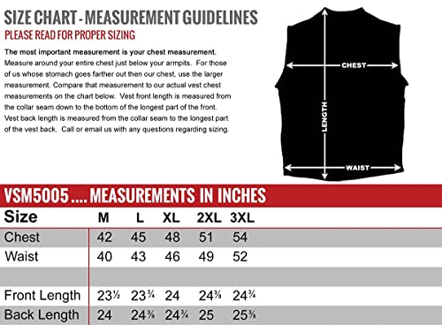 Milwaukee Leather Usa Made Mlvsm5005 Men's Black 'Road Whip' Premium Leather Vest With Buffalo Nickel Snap Buttons - Xx-Large #TOP1