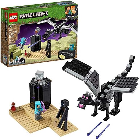 LEGO Minecraft The End Battle 21151 Ender Dragon Building Kit Includes Dragon Slayer and Enderman Toy Figures for Dragon Fighting Adventures (222 Pieces)