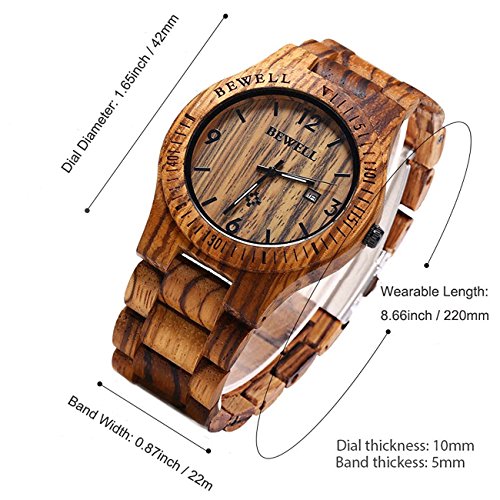 BEWELL-Wooden-Watch-Fashion-Handmade-Sports-Mens-Wooden-Watch-Analog-Quartz-Lightweight-Handmade-Wood-Wrist-Watch