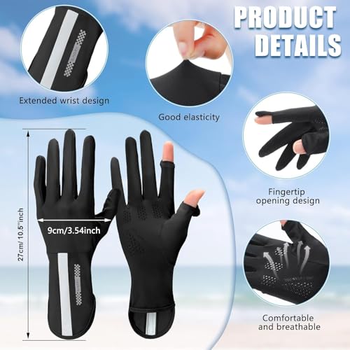 Image of 2 PCS Hand Gloves for UV Sun Protection, Breathable Sunscreen Driving Glove Cooling Arm Full Finger Ice Silk Non-Slip Touch Screen Anti Uv Gloves Mitt, Car Driving Long Glove Arm