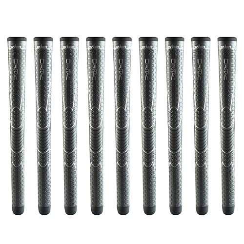 Winn Dri-Tac Oversize (+1/8”) Dark Gray Golf Grips (9-Piece Bundle)