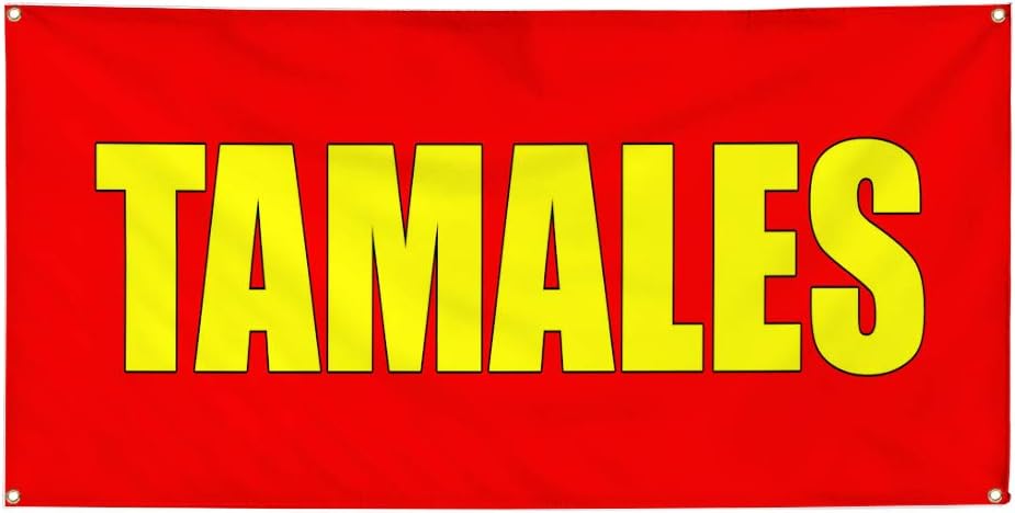 Vinyl Banner Multiple Sizes Tamales Food Fair Promotion Business Restaurant & Food Outdoor Weatherproof Industrial Yard Signs Red 4 Grommets 24x36Inches