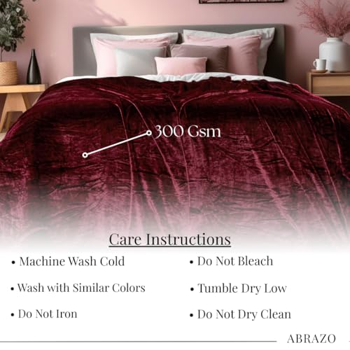Image of ABRAZO AC Blanket | 300 GSM Lightweight Super Soft Cozy for Bed, Sofa, Couch, Travel & AC Room | Single Bed 160x220 cm | Solid Color | Breathable All-Season Comfort