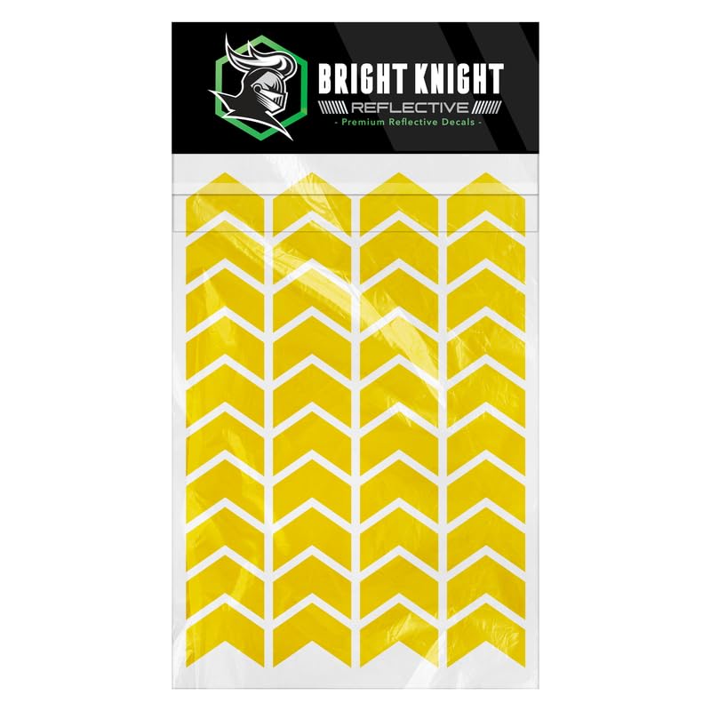 Bright Knight Decals Chevron Hard Hat Reflective Stickers, 1" Yellow Acyclic Adhesive Vinyl Tape Made with 3M Reflector Tape, Bicycle Helmet