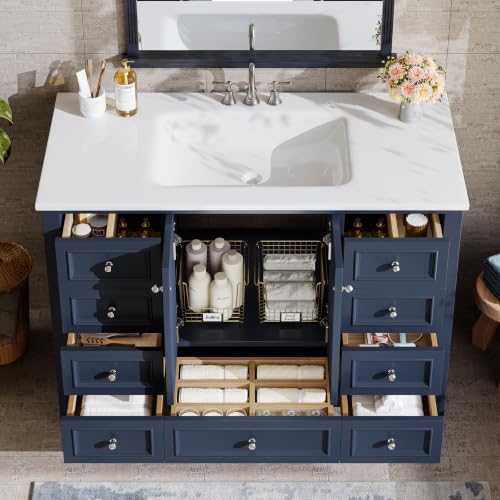 Image of Tribesigns 48 inch Modern Bathroom Vanity Cabinet with Acrylic Basin Combo