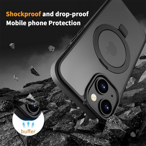 Image of iPhone 15 Magsafe Stand Case | Matte Design & 360 Protection | Military-Grade Apple iPhone 15 Cover | Ultra Premium - Black