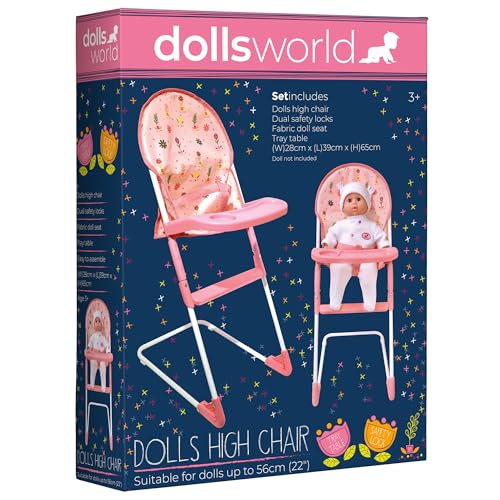 Dolls World from Peterkin | Folding high chair suitable for dolls up to 56cm (22) | High chair measures 33 x 26 x 60cm | Dolls & Accessories | Ages 3+