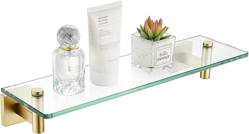 Miniatura 9 de KOKOSIRI Estantes de baño de vidrio flotante de 16 pulgadas para dormitorio, sala de estar, cocina, estante colgante pequeño a prueba de óxido Negro