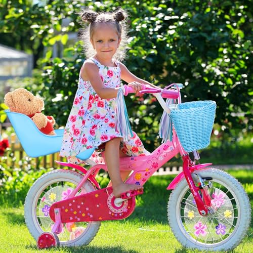 Doll Bike Seat with 28 Pcs Stickers Decals Bicycle Basket