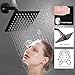 20x14in Matte Black Shower System with Body Jets, Thermostatic Digital Dual Heads Shower Faucet Set with LED Ceiling Rainfall Showerhead and 6in Wall Shower, Jets with Shut-off