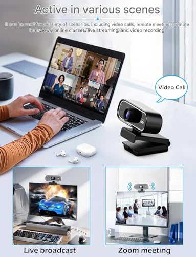 Image of 1080p 60FPS Webcam Full HD with Autofocus 2.1MP Built-in Dual Digital Mic Tripod Ready Plug & Play USB Web Camera for PC Laptop Video Calls 60 FPS Cam Streaming YouTube Night Vision