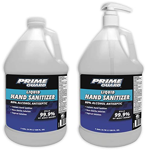 Prime Guard Alcohol Anti-Septic Liquid Instant Hand Sanitizer with Hand Pump, 1 Gallon, Pack of 2