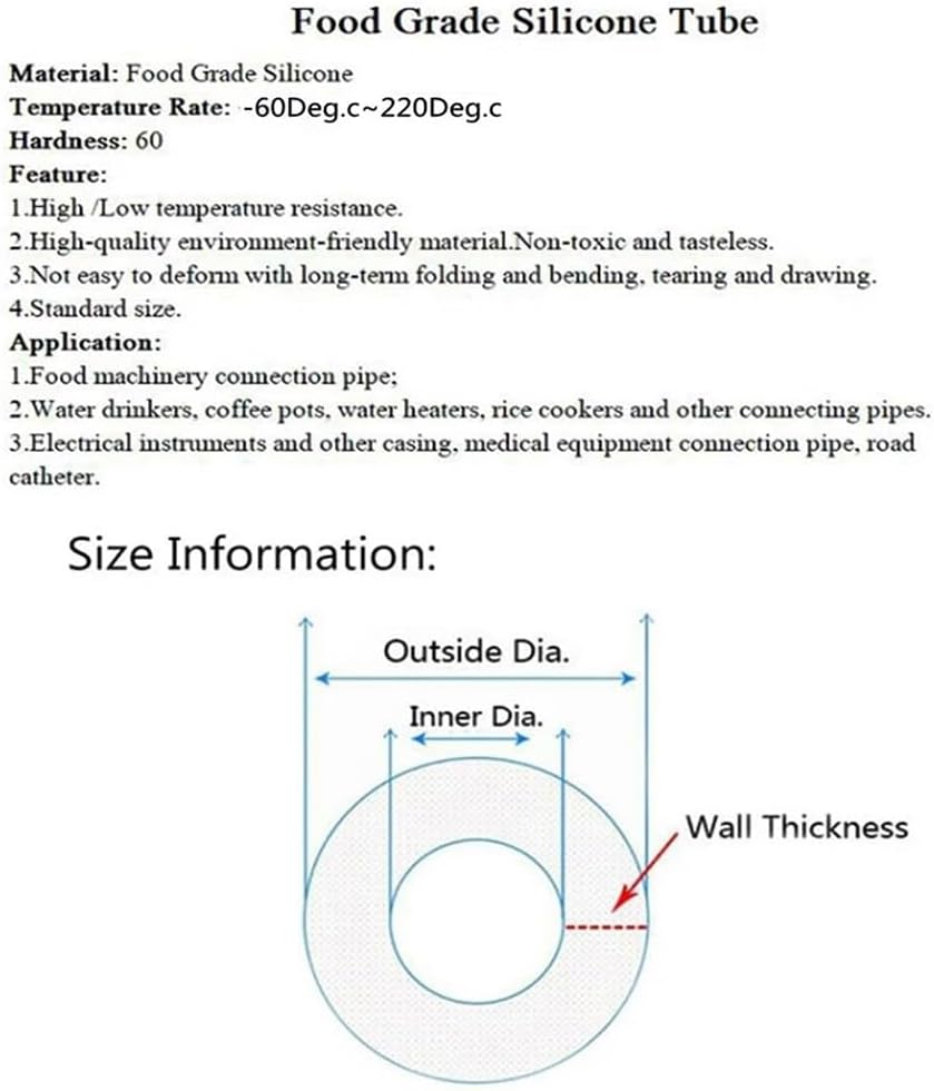 1m Food Grade Silicone Hose - Flexible Rubber Hose for Water, Gas, and Liquid Transport - ID 10-32mm, OD 12-38mm(Transparent,10mmx13mm)