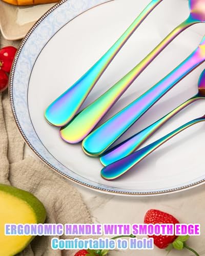 Besteck Set 12 Personen, 60-teiliges Fantasy-Farbe Besteck, Hochglanzpoliert und Spülmaschinenfest, Elegantes Besteck Fantasiefarben Matt, mit Messer Gabel Löffel, für Haus, Party, Restaurant